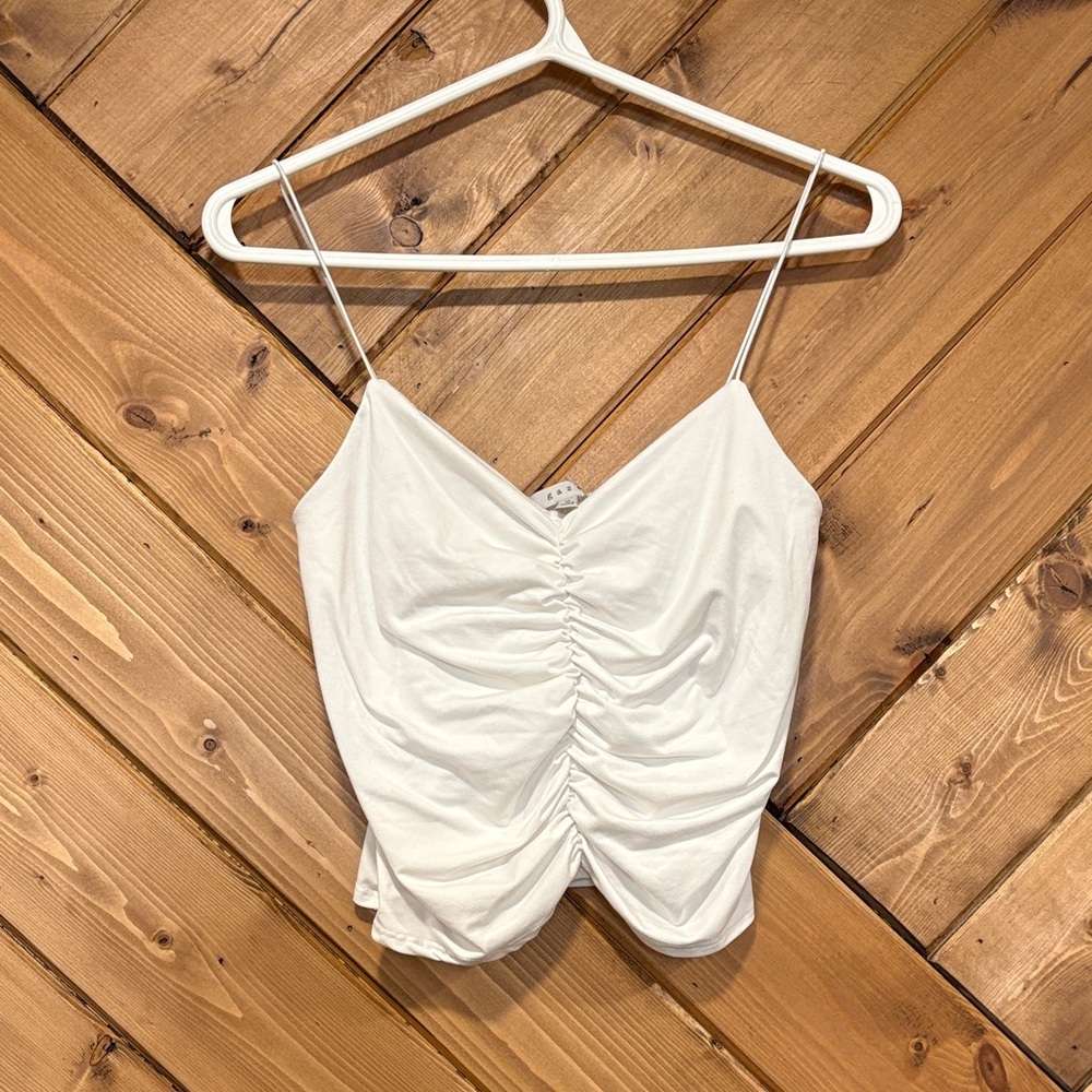 💛Gaze Elegant White Ruched Women's Top Medium
